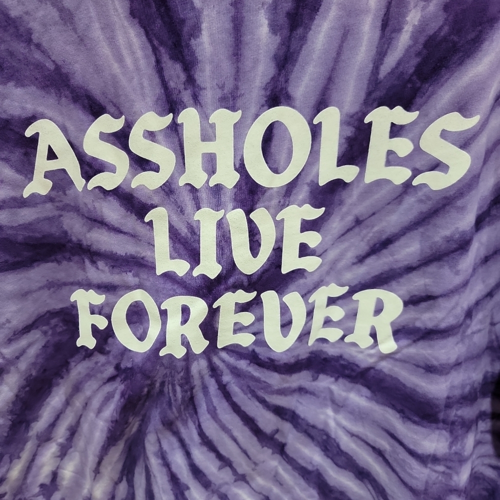 NWOT Assholes Live Forever Size 2XL Purple Tie Dye T-shirt Fits Like XL Unisex - Picture 5 of 10